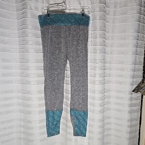 3/$10 Asics Gray and Blue Leggings with Color-Block Design